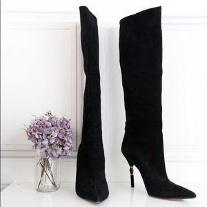 Gucci Black Suede Boot with Bamboo Heel Size 7.5